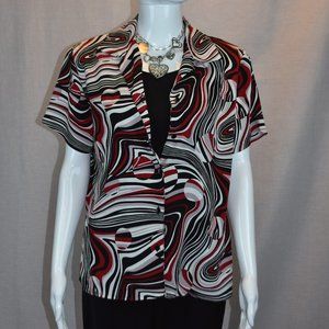 Notations Multi Color Geometric Short Sleeve Blouse sz. Small Sewn in Tank